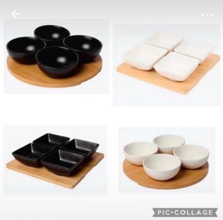 Set Ciotole con Vassoio Legno Bambù