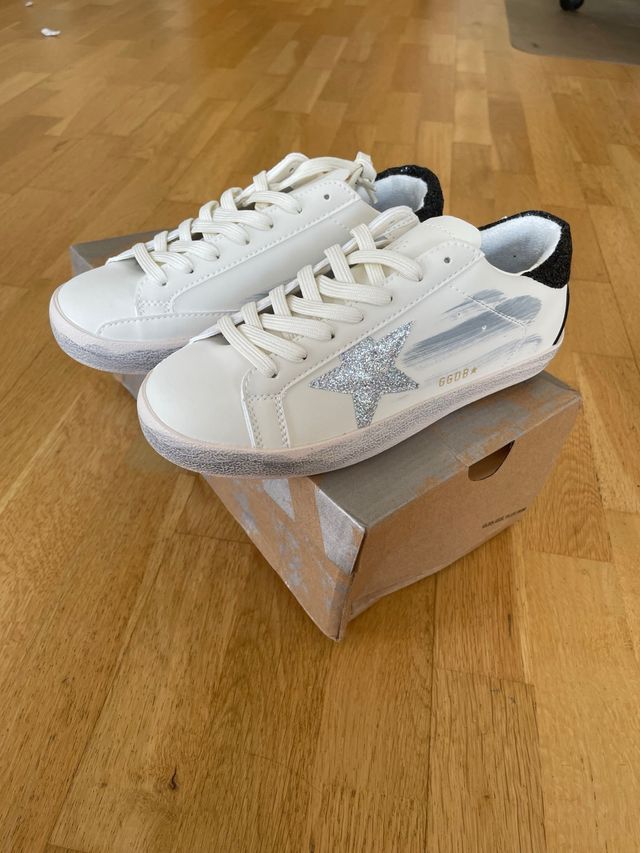 Golden Goose Mujer Plata y Blanco