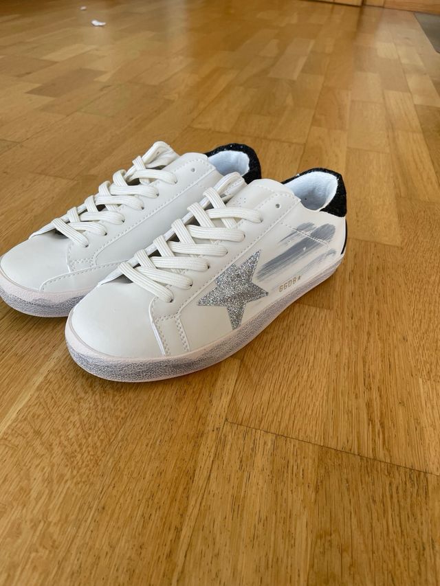 Golden Goose Mujer Plata y Blanco