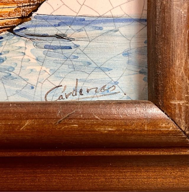 Panel Cerámico Galeón Español Firmado Cárdenas