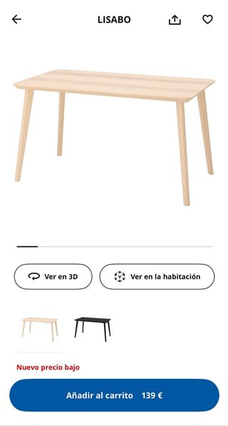 Mesa comedor o escritorio madera Ikea Lisabo