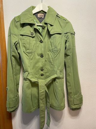 Gabardina Hilfiger verde algodón