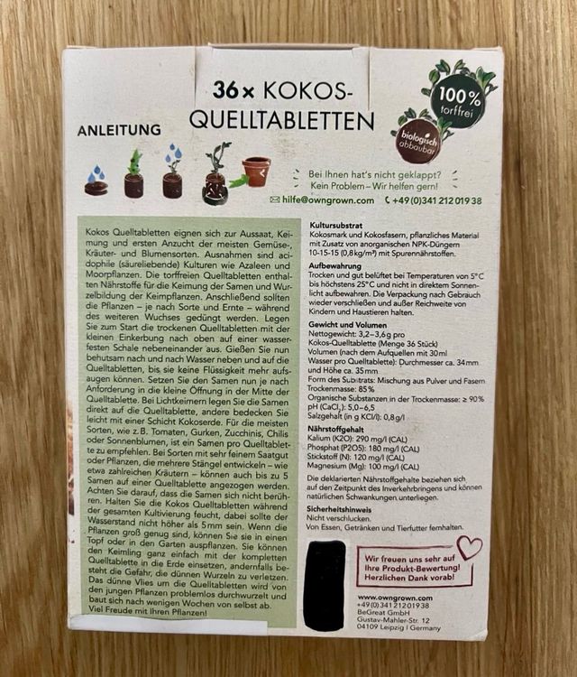 36 pastiglie cocco per semina