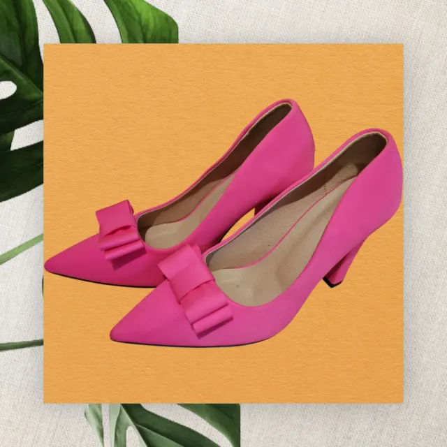 Tacones rosa fucsia con lazo