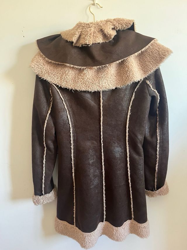 Abrigo borrego vintage marrón y beige