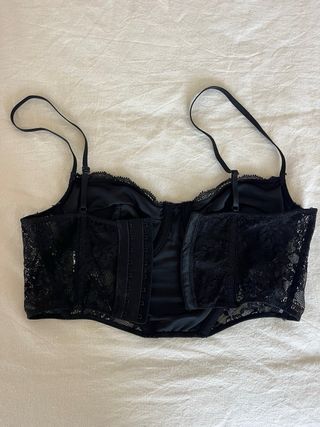 Corsé Crop Top Negro Encaje 
