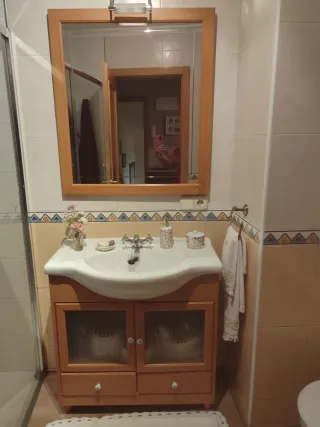 Mueble de baño con lavabo y espejo incluidos.