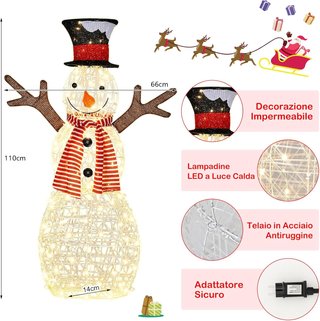 Pupazzo di Neve di Natale Illuminato da 110 cm, De