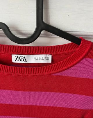 Camiseta Zara Rayas Rojas y Rosas 