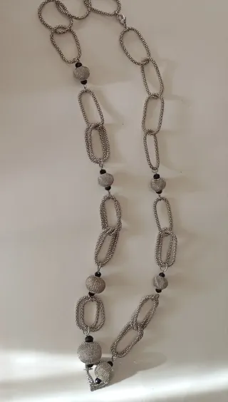 Collana lunga argento e nero