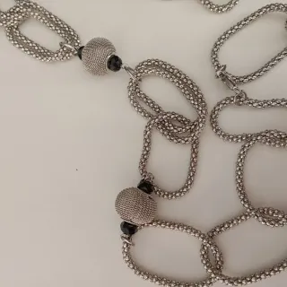 Collana lunga argento e nero