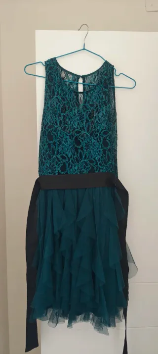 Vestido fiesta El Corte Inglés negro y verde