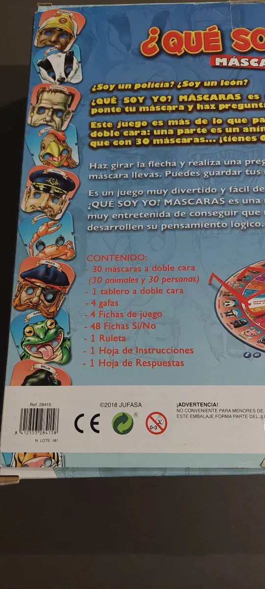 Juego de mesa ¿Qué soy yo? Máscaras Falomir