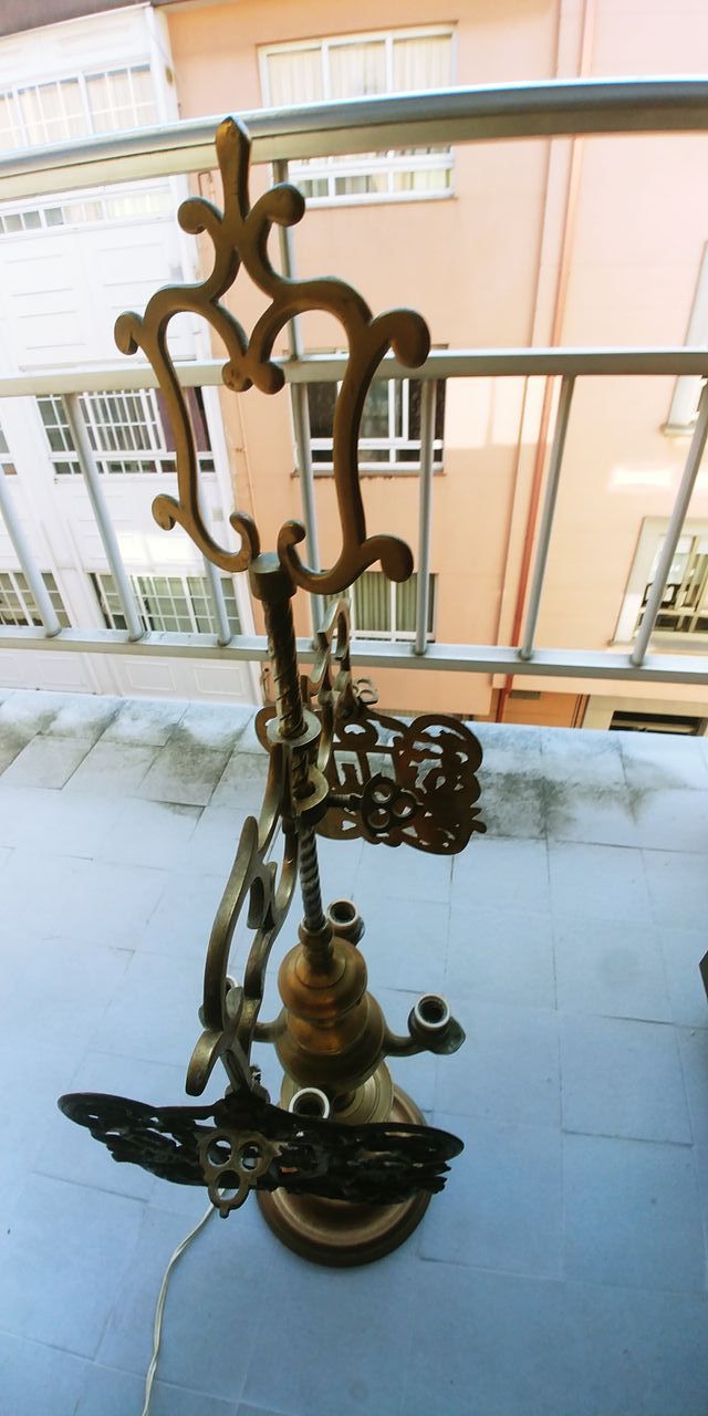 Antiguo Velón/Lámpara Aceite Bronce