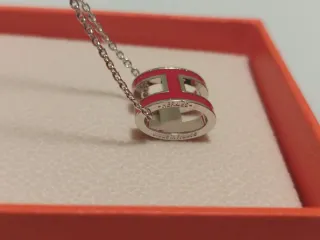 Collar Hermès H Plata y Rojo