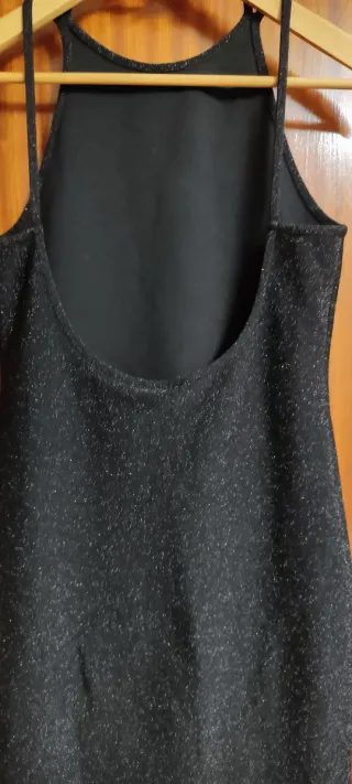 Vestido Negro Brillo Espalda Descubierta Zara