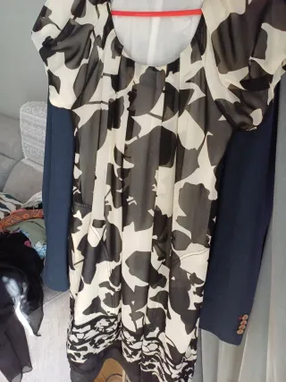 Vestido Antea Negro y Blanco manga corta con forro