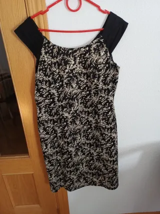 Vestido Antea Negro y Blanco manga corta con forro