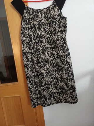 Vestido Antea Negro y Blanco manga corta con forro