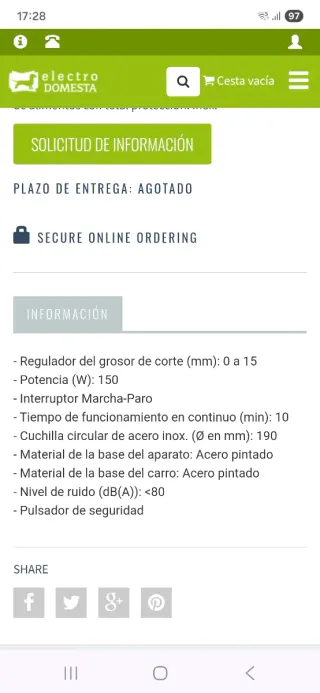 Cortafiambres Eléctrico Plateado