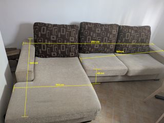Chaiselongue 2 plazas tela beige y marrón