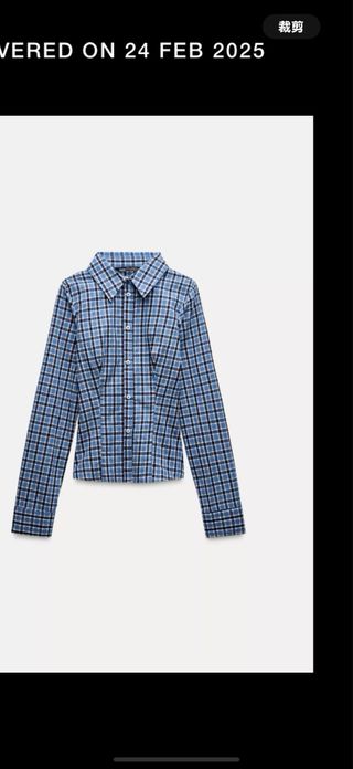 Camisa cuadros azul Zara Talla S