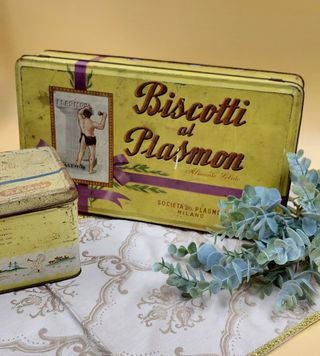 Coppia Scatole Latta Vintage Plasmon