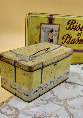 Coppia Scatole Latta Vintage Plasmon