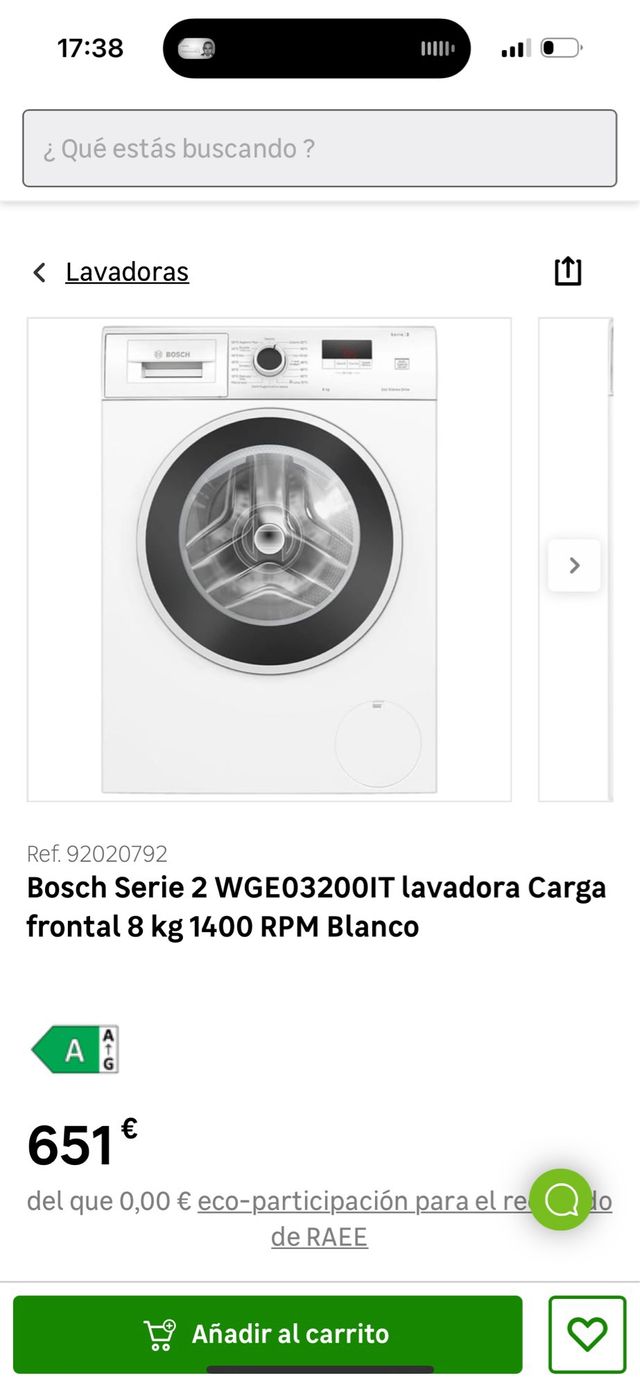 Lavadora Bosch exposición ahorradora de energía