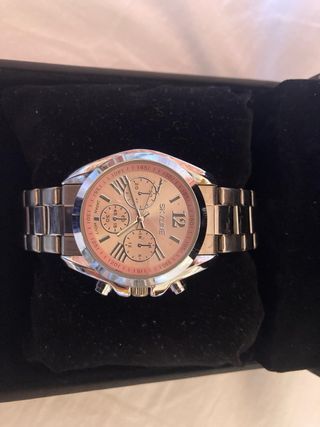 Reloj Skyline Mujer Plateado y Rosa