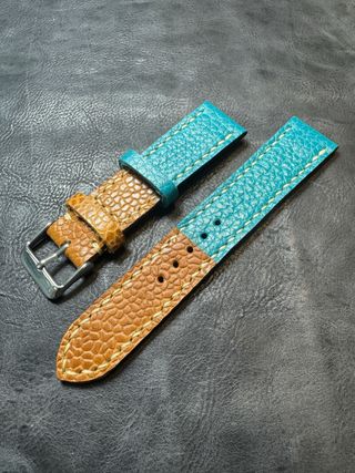 Correa artesanal reloj bicolor cuero