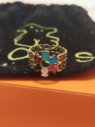 Anillo Tous Dorado Multicolor Ositos