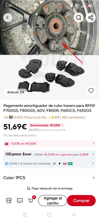 Amortiguador Cubo Trasero BMW F700GS-F650GS