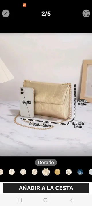 Bolso de fiesta dorado con cadena