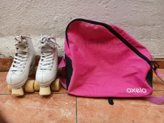 Patines Oxelo blancos con bolsa y fundas
