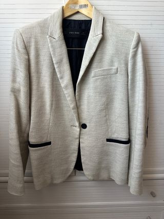 Blazer Zara Mujer Talla L Beige grisáceo 