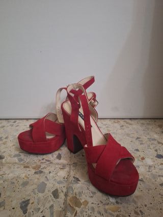 Sandalias Krack Rojas Tacón Plataforma 12cm