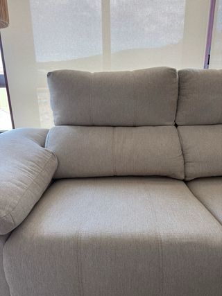 Sofá chaiselongue beige tela