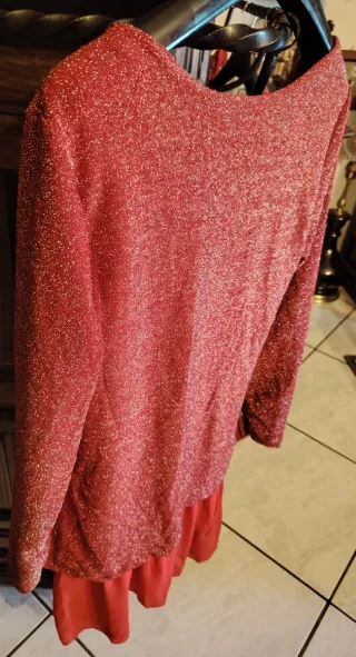 Maglia/Vestito rosso laminato con Fodera Elastica