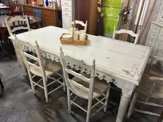 Mesa comedor vintage + 6 sillas madera BUEN ESTADO