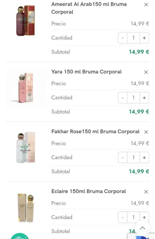 Brumas corporales de 150ml Nuevas a estrenar