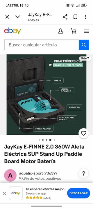 Motor Eléctrico SUP JayKay E-FINNE 2.0