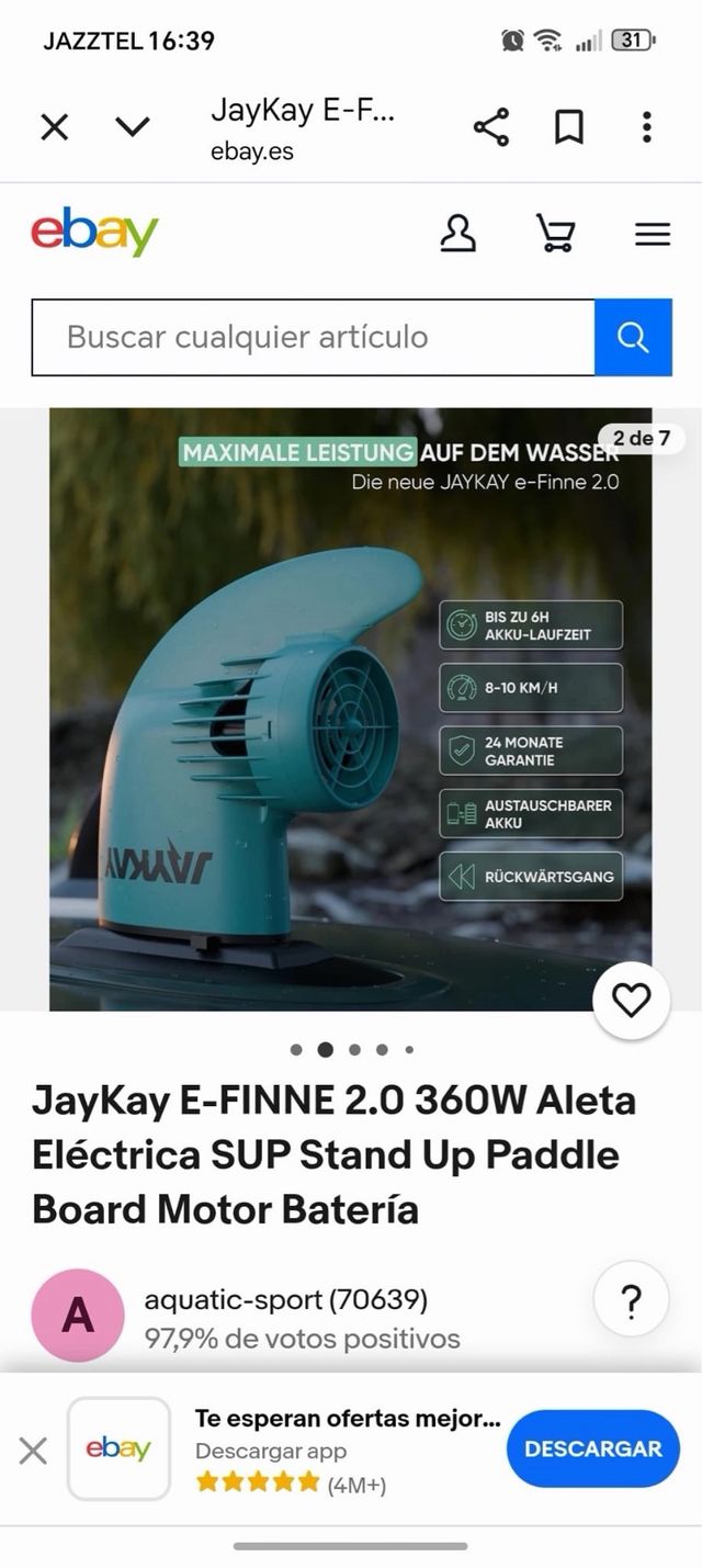 Motor Eléctrico SUP JayKay E-FINNE 2.0