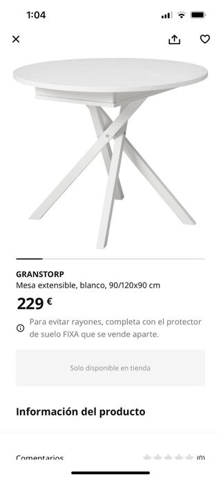 Mesa extensible Ikea NUEVA en su caja 