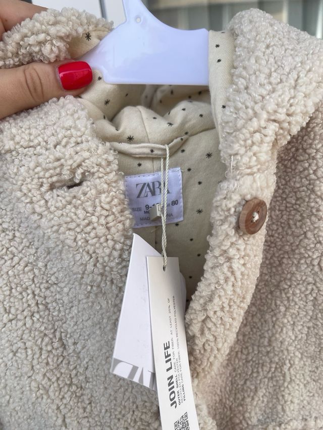 Abrigo Zara niña 80cm (9-12 meses)