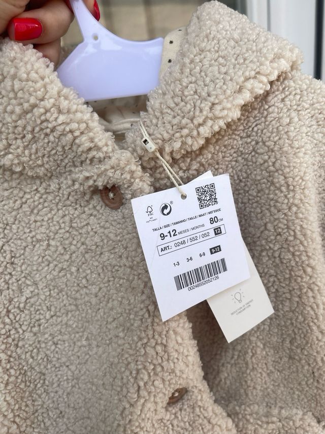 Abrigo Zara niña 80cm (9-12 meses)