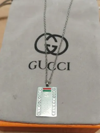Collar Gucci Plateado con Cristales