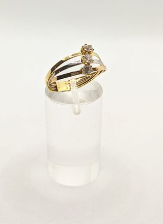 Anillo Oro combinado 18k circonitas, 1.46 g, T-18.