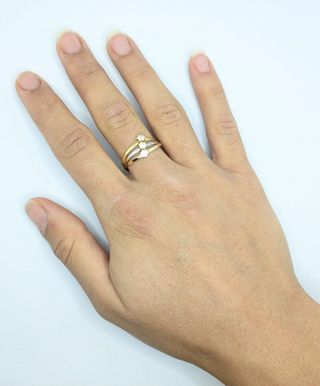 Anillo Oro combinado 18k circonitas, 1.46 g, T-18.