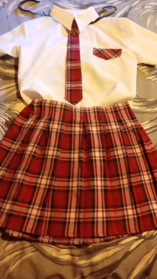 Disfraz Colegiala Rojo y Blanco Talla Única